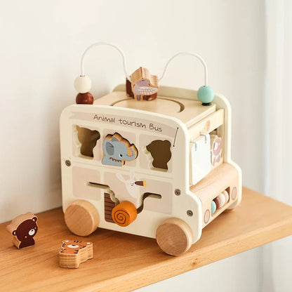 Drewniany autobus edukacyjny Montessori