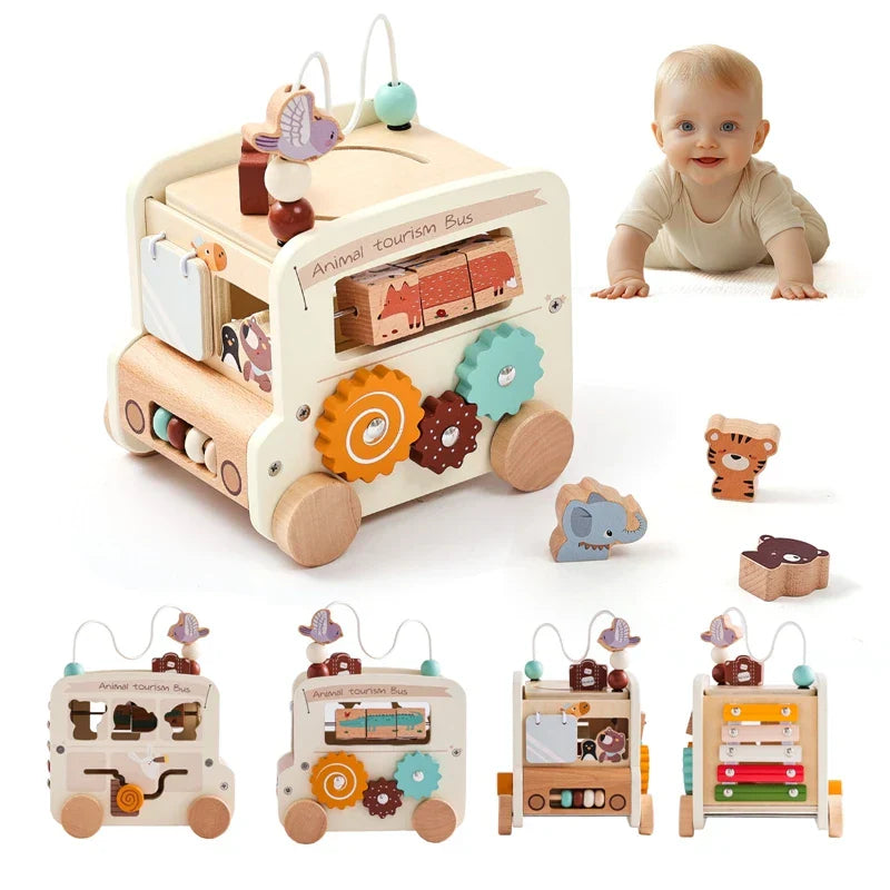 Drewniany autobus edukacyjny Montessori